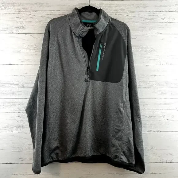 Vineyard Vines Gray Long Sleeve Quarter Zip Pullover Size XL - Picture 1 of 6